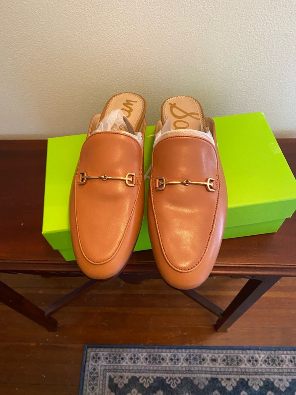 Sam Edelman Ladies Tan Leather Slip-On Bit Sandals